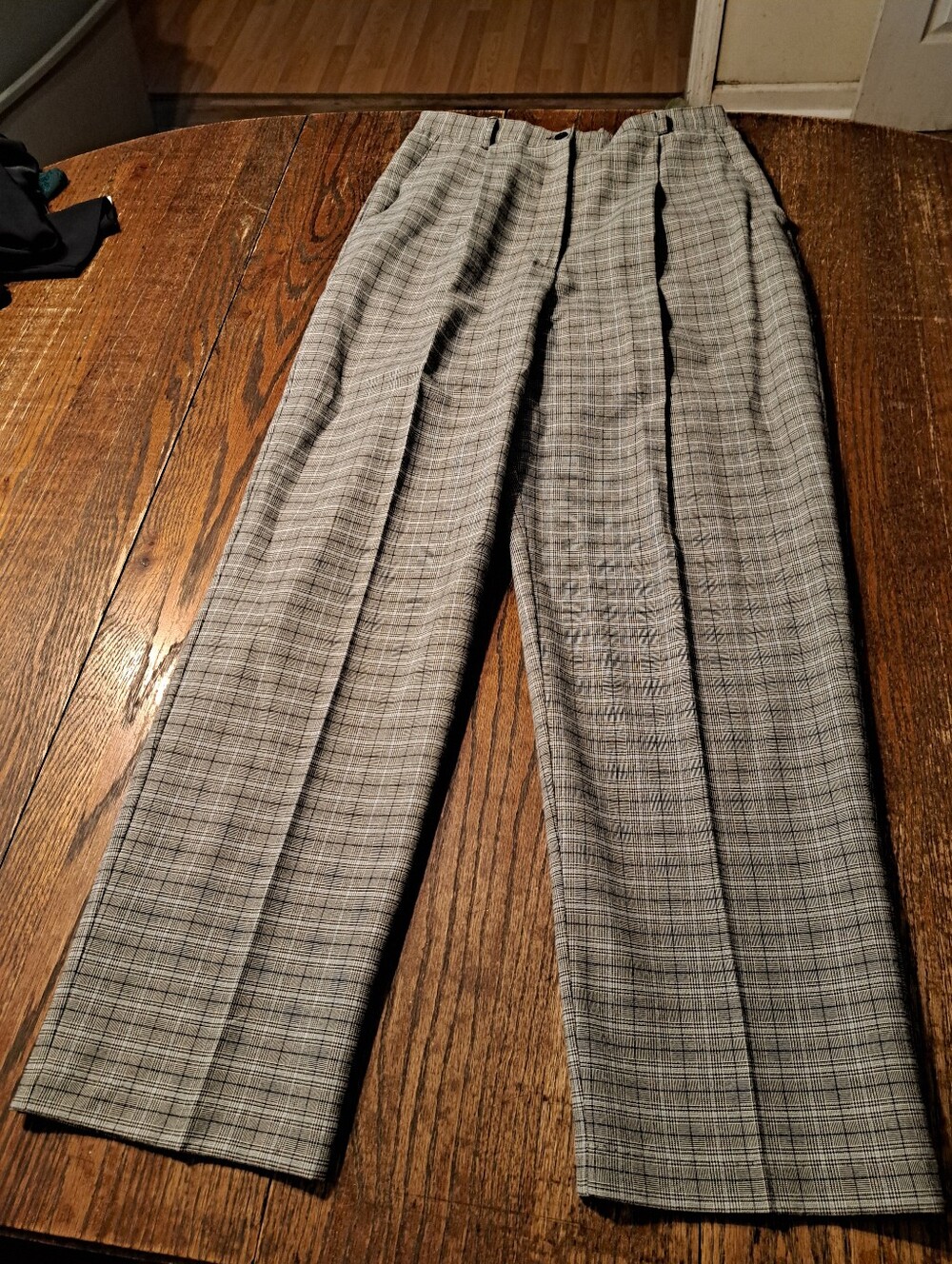 Vintage 90s Sag Harbor Pleated Plaid Trousers Pants 14 Grey High Rise Fits M 10